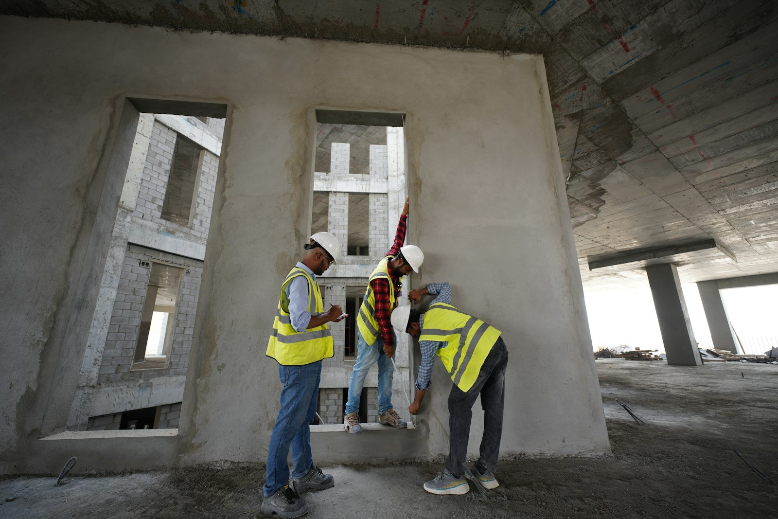 Workforce Group engineers discussing work on a construction site